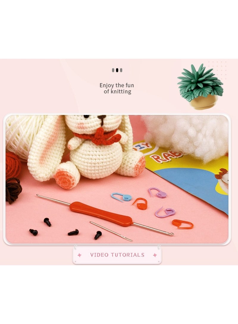 OASIS-TH Crochet Kit for Beginners, Crochet Animal Kit, Rabbit Beginner Crochet Kit with Step-by-Step Video Tutorials Easy Yarn Crochet Hook, Crochet Starter Kit for Adults DIY Knitting Supplies - Image 4